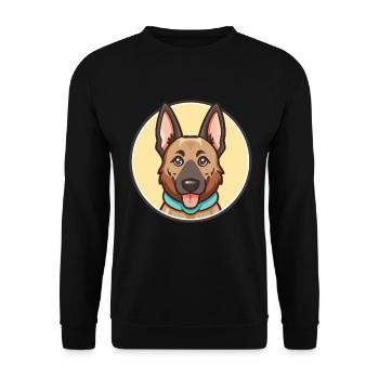 Dutch Shepherd Dog Breed Cartoon Kawaii Clipart - Unisex Sweatshirt - black - Front - Alina (178cm) & Michal (187cm)