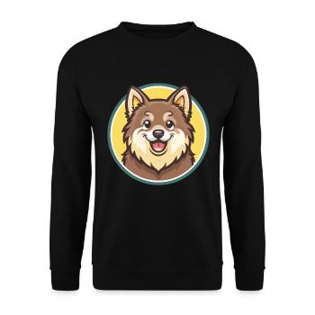 Finnish Lapphund Dog Breed Cartoon Kawaii Clipart - Unisex Sweatshirt - black - Front - Alina (178cm) & Michal (187cm)