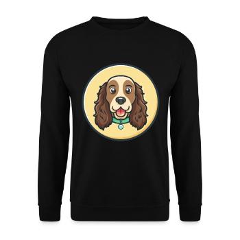 Field Spaniel Hund Rasse Cartoon Kawaii Clipart Haustier - Unisex Pullover - Schwarz - Vorne - Alina (178cm) & Michal (187cm)