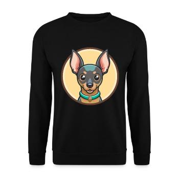 English Toy Terrier Dog Breed Funny Cartoon Kawaii - Unisex Sweatshirt - black - Front - Alina (178cm) & Michal (187cm)