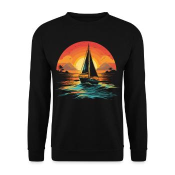 Sailing Illustration - Unisex Sweatshirt - black - Front - Alina (178cm) & Michal (187cm)