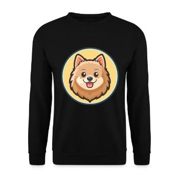 Deutsche Spitz Hunderasse Cartoon Kawaii Clipart Haustier - Unisex Pullover - Schwarz - Vorne - Alina (178cm) & Michal (187cm)