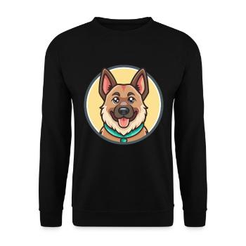 Georgischer Schäferhund Rasse Karikatur Kawaii Clipart - Unisex Pullover - Schwarz - Vorne - Alina (178cm) & Michal (187cm)