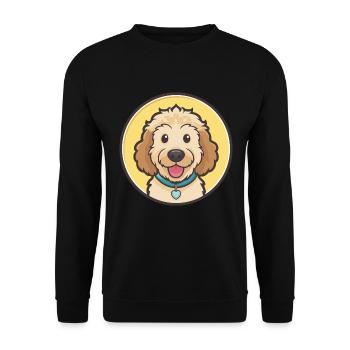 Goldendoodle Do Hunderasse Cartoon Kawaii Clipart - Unisex Pullover - Schwarz - Vorne - Alina (178cm) & Michal (187cm)