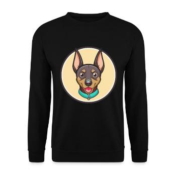 Deutsche Pinscher Hunderasse Cartoon Kawaii Clipart - Unisex Pullover - Schwarz - Vorne - Alina (178cm) & Michal (187cm)