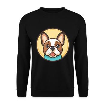 Grand Anglo Français Blanc Et Noir Chien Dessin Animé Animal De Compagnie - Sweat-shirt Unisexe - noir - Devant - Alina (178cm) & Michal (187cm)