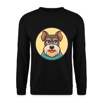 Mittelschnauzer Hunderasse Cartoon Kawaii Clipart - Unisex Pullover - Schwarz - Vorne - Alina (178cm) & Michal (187cm)