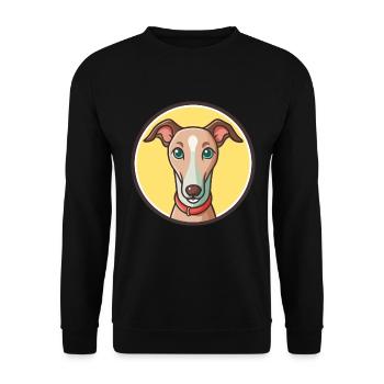 Lurcher Dog Breed Cartoon Character Kawaii Clipart - Unisex Sweatshirt - black - Front - Alina (178cm) & Michal (187cm)