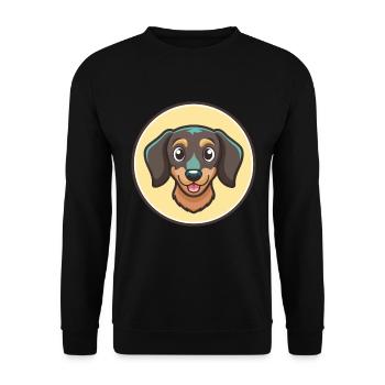 Miniature Dachshund Dog Breed Funny Cartoon Kawaii - Unisex Sweatshirt - black - Front - Alina (178cm) & Michal (187cm)