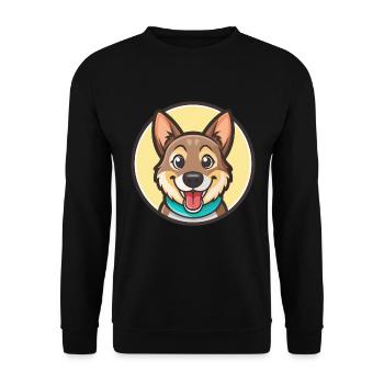 Mischling Hund Rasse Cartoon Figur Kawaii Clipart - Unisex Pullover - Schwarz - Vorne - Alina (178cm) & Michal (187cm)