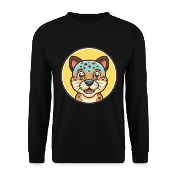 Leopard Cur Dog Breed Funny Cartoon Kawaii Clipart - Unisex Sweatshirt - black - Front - Alina (178cm) & Michal (187cm)