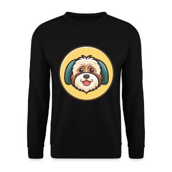Lowchen Hunderasse Cartoon Figur Kawaii Clipart - Unisex Pullover - Schwarz - Vorne - Alina (178cm) & Michal (187cm)