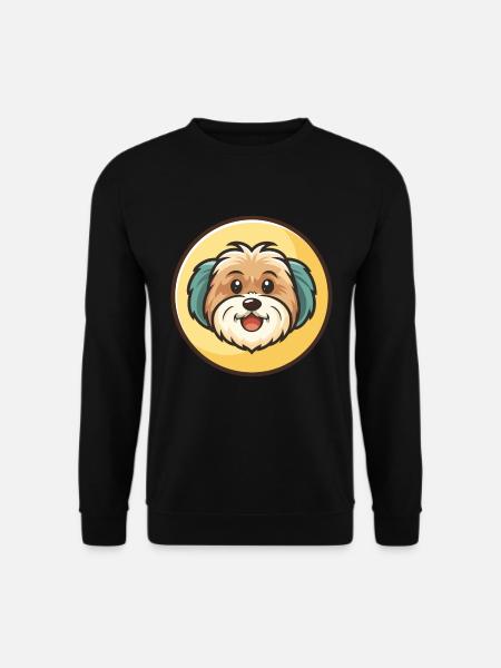 Havanese Dog Breed Colorful Cartoon Kawaii Clipart - Unisex Sweatshirt - black