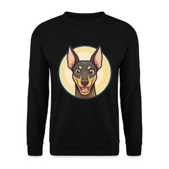 Manchester Terrier Dog Breed Cartoon Kawaii - Unisex Sweatshirt - black - Front - Alina (178cm) & Michal (187cm)