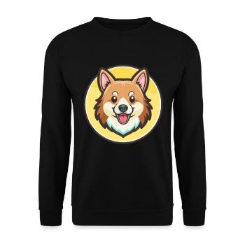 Chien de berger islandais Race de chien Dessin animé Kawaii - Sweat-shirt Unisexe - noir - Devant - Alina (178cm) & Michal (187cm)