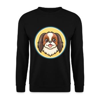Japonais Menton Chien Race Dessin Animé Kawaii Clipart Animal de compagnie - Sweat-shirt Unisexe - noir - Devant - Alina (178cm) & Michal (187cm)