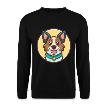 Koolie chien race dessin animé Kawaii Clipart Animal Animal de compagnie - Sweat-shirt Unisexe - noir - Devant - Alina (178cm) & Michal (187cm)