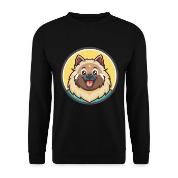 Keeshond Dog Breed Colorful Cartoon Kawaii Clipart - Unisex Sweatshirt - black - Front - Alina (178cm) & Michal (187cm)
