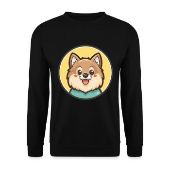 Indian Spitz Dog Breed Cartoon Kawaii Clipart Pet - Unisex Sweatshirt - black - Front - Alina (178cm) & Michal (187cm)