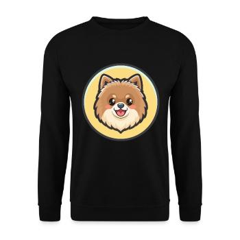 Pommersche Hunderasse Cartoon Kawaii Clipart Tier - Unisex Pullover - Schwarz - Vorne - Alina (178cm) & Michal (187cm)