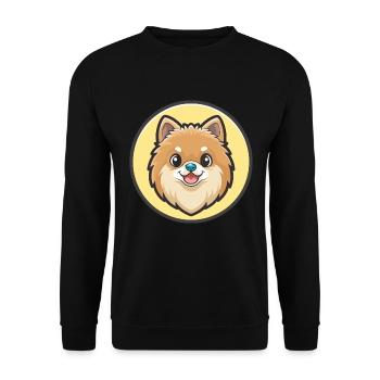 Poméranien Allemand Spitz Chien Race Dessin Animé Kawaii - Sweat-shirt Unisexe - noir - Devant - Alina (178cm) & Michal (187cm)