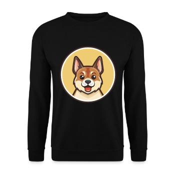 Mountain Feist Hunderasse Cartoon Kawaii Clipart - Unisex Pullover - Schwarz - Vorne - Alina (178cm) & Michal (187cm)