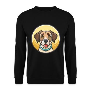 Mountain Cur Hund Rasse Cartoon Kawaii Clipart Haustier - Unisex Pullover - Schwarz - Vorne - Alina (178cm) & Michal (187cm)