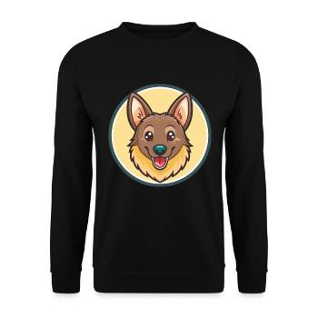 Mudi Hunderasse Cartoon Kawaii Clipart Illustration - Unisex Pullover - Schwarz - Vorne - Alina (178cm) & Michal (187cm)