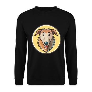 Pampas Deerhound Dog Breed Cartoon Kawaii Clipart - Unisex Sweatshirt - black - Front - Alina (178cm) & Michal (187cm)