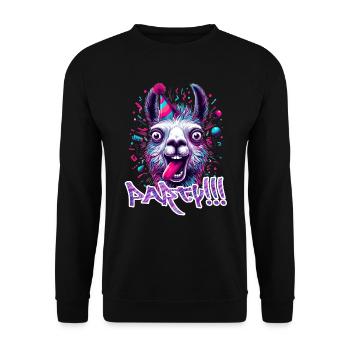 Party Llama Celebrate Gift - Unisex Sweatshirt - black - Front - Alina (178cm) & Michal (187cm)