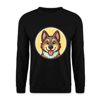 Saarlooswolfhond Hunderasse Cartoon Kawaii Clipart - Unisex Pullover - Schwarz - Vorne - Alina (178cm) & Michal (187cm)