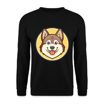Chien Husky Sibérien, dessin animé Kawaii - Sweat-shirt Unisexe - noir - Devant - Alina (178cm) & Michal (187cm)
