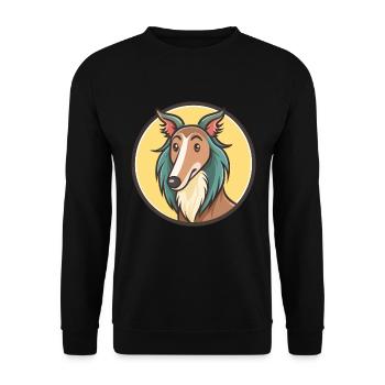 Silken Windhound Chien Race Dessin animé Kawaii Clipart - Sweat-shirt Unisexe - noir - Devant - Alina (178cm) & Michal (187cm)