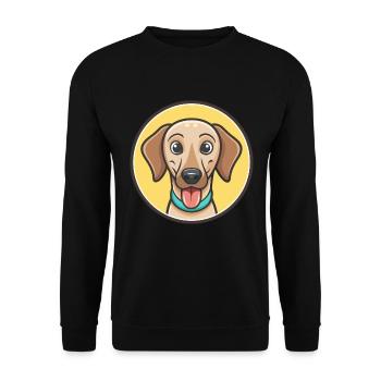 Sloughi Hunderasse Zeichentrickfigur Kawaii Clipart - Unisex Pullover - Schwarz - Vorne - Alina (178cm) & Michal (187cm)