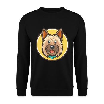 Skye Terrier Hund Rasse Cartoon Kawaii Clipart Haustier - Unisex Pullover - Schwarz - Vorne - Alina (178cm) & Michal (187cm)