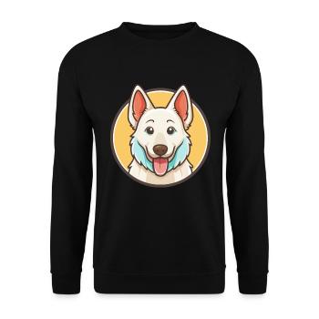 Berger Suisse Blanc Chien Race Dessin Animé Kawaii Pet - Sweat-shirt Unisexe - noir - Devant - Alina (178cm) & Michal (187cm)