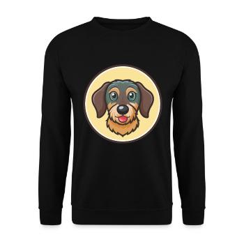 Wirehaired Dachshund Dog Breed Cartoon Kawaii Pet - Unisex Sweatshirt - black - Front - Alina (178cm) & Michal (187cm)