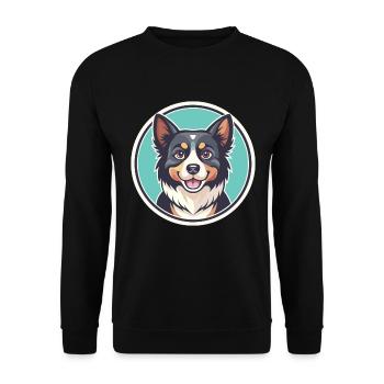 Aidi chien race dessin animé Kawaii Clipart Illustration - Sweat-shirt Unisexe - noir - Devant - Alina (178cm) & Michal (187cm)