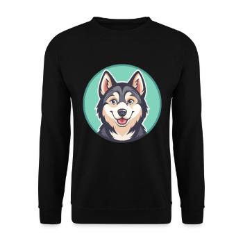 Alaskan Klee Kai Chien Race Dessin animé Kawaii Clipart - Sweat-shirt Unisexe - noir - Devant - Alina (178cm) & Michal (187cm)