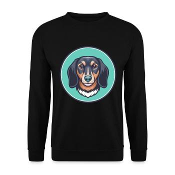 Teckel alpin Chien Race Dessin animé Kawaii - Sweat-shirt Unisexe - noir - Devant - Alina (178cm) & Michal (187cm)