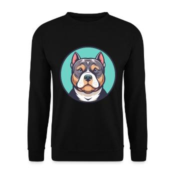 American Bully chien race dessin animé Kawaii Clipart - Sweat-shirt Unisexe - noir - Devant - Alina (178cm) & Michal (187cm)