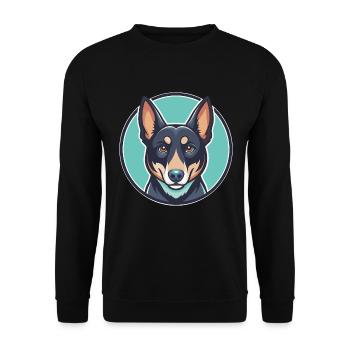Australian Kelpie Dog Breed Cartoon Kawaii Clipart - Unisex Sweatshirt - black - Front - Alina (178cm) & Michal (187cm)