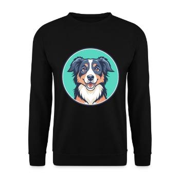Australian Shepherd Dog Breed Funny Cartoon Kawaii - Unisex Sweatshirt - black - Front - Alina (178cm) & Michal (187cm)