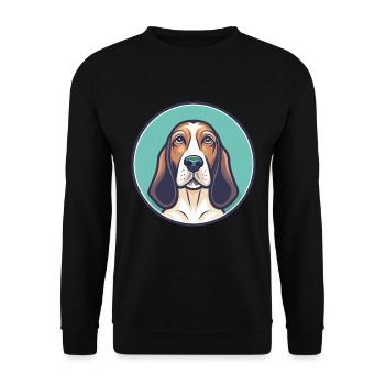 Basset Artesien Normand Dog Breed Cartoon Kawaii - Unisex Sweatshirt - black - Front - Alina (178cm) & Michal (187cm)