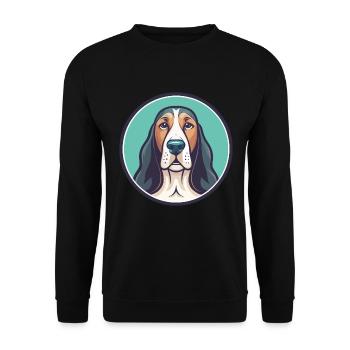 Basset Bleu De Gascogne Dog Breed Cartoon Kawaii - Unisex Sweatshirt - black - Front - Alina (178cm) & Michal (187cm)