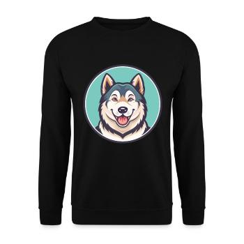 Argentinische Polar Hund Rasse Cartoon Kawaii Clipart - Unisex Pullover - Schwarz - Vorne - Alina (178cm) & Michal (187cm)