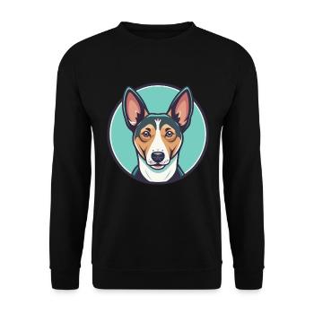 Basenji Dog Breed Cartoon Character Kawaii Clipart - Unisex Sweatshirt - black - Front - Alina (178cm) & Michal (187cm)
