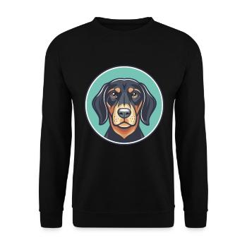 Chien de chasse noir et feu autrichien Chien Race Dessin animé Animal de compagnie - Sweat-shirt Unisexe - noir - Devant - Alina (178cm) & Michal (187cm)