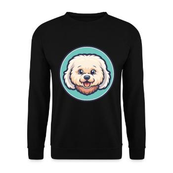 Bichon frisé chien race dessin animé Kawaii Clipart animal de compagnie - Sweat-shirt Unisexe - noir - Devant - Alina (178cm) & Michal (187cm)