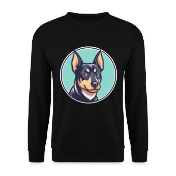 Schwarzer Und Tan Terrier Hund Rasse Cartoon Kawaii Haustier - Unisex Pullover - Schwarz - Vorne - Alina (178cm) & Michal (187cm)